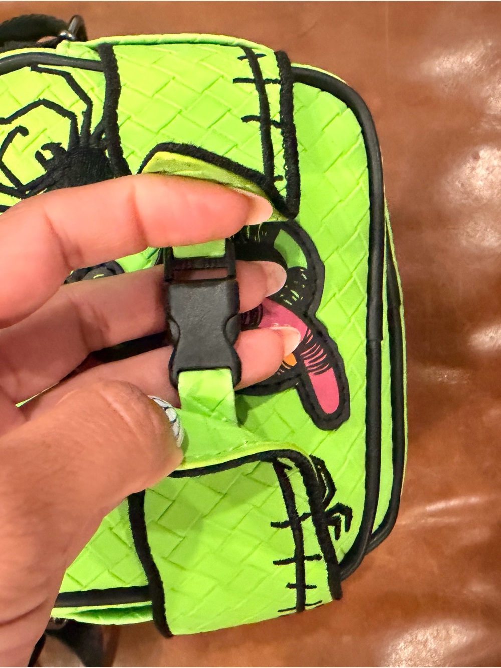 Loungefly Neon Green Oogie Boogie Crossbody Belt Bag - Picture 2 of 5